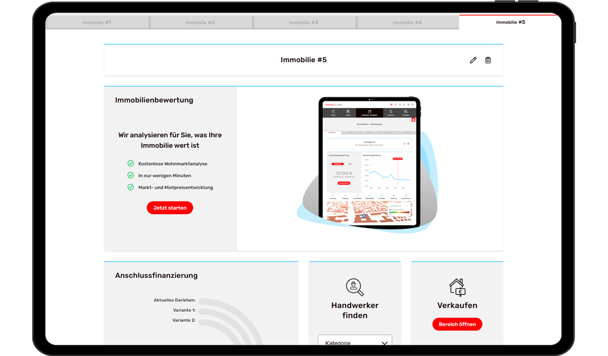 Immobilien-Dashboard mit erweiterten Funktionen